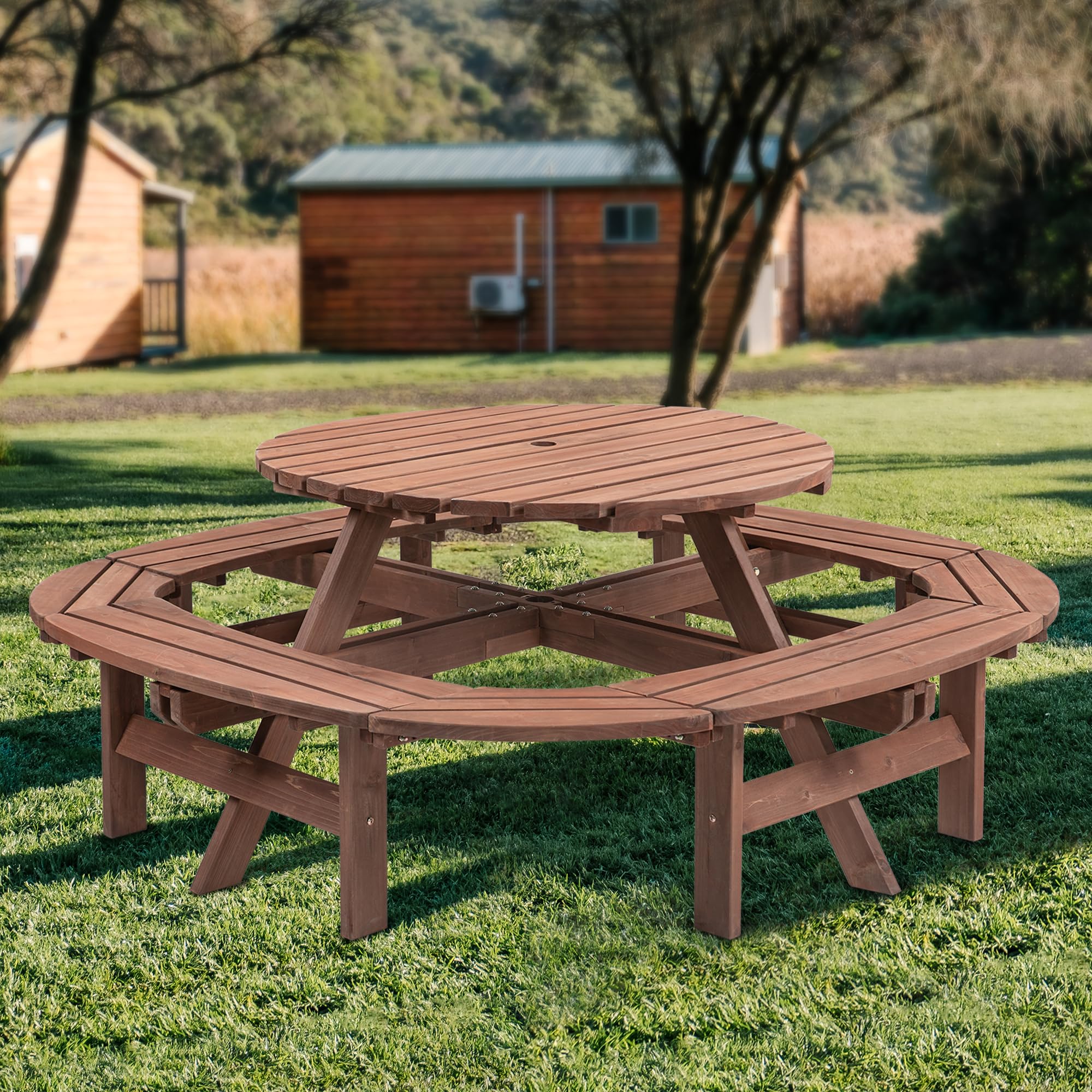 Amazon.com : Henf 10-12 Person Wood Picnic Tables for Outdoors
